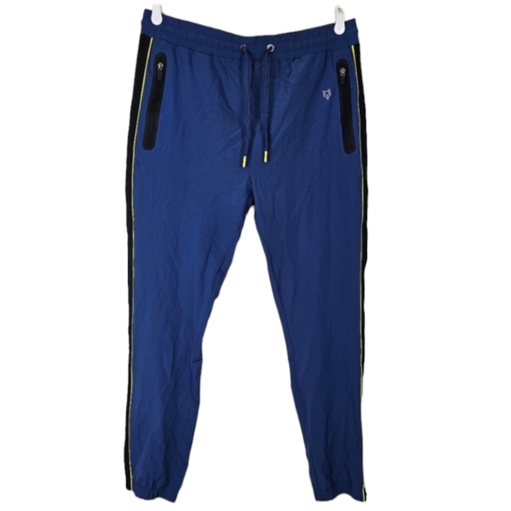 Prince & Fox Blue Jogger Sweatpants Zip Pockets Zip Ankles Track Pants Size S